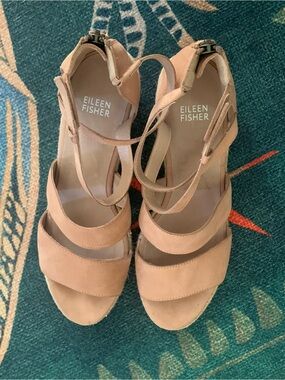 Eileen Fisher Tan Suede Strappy Sandals